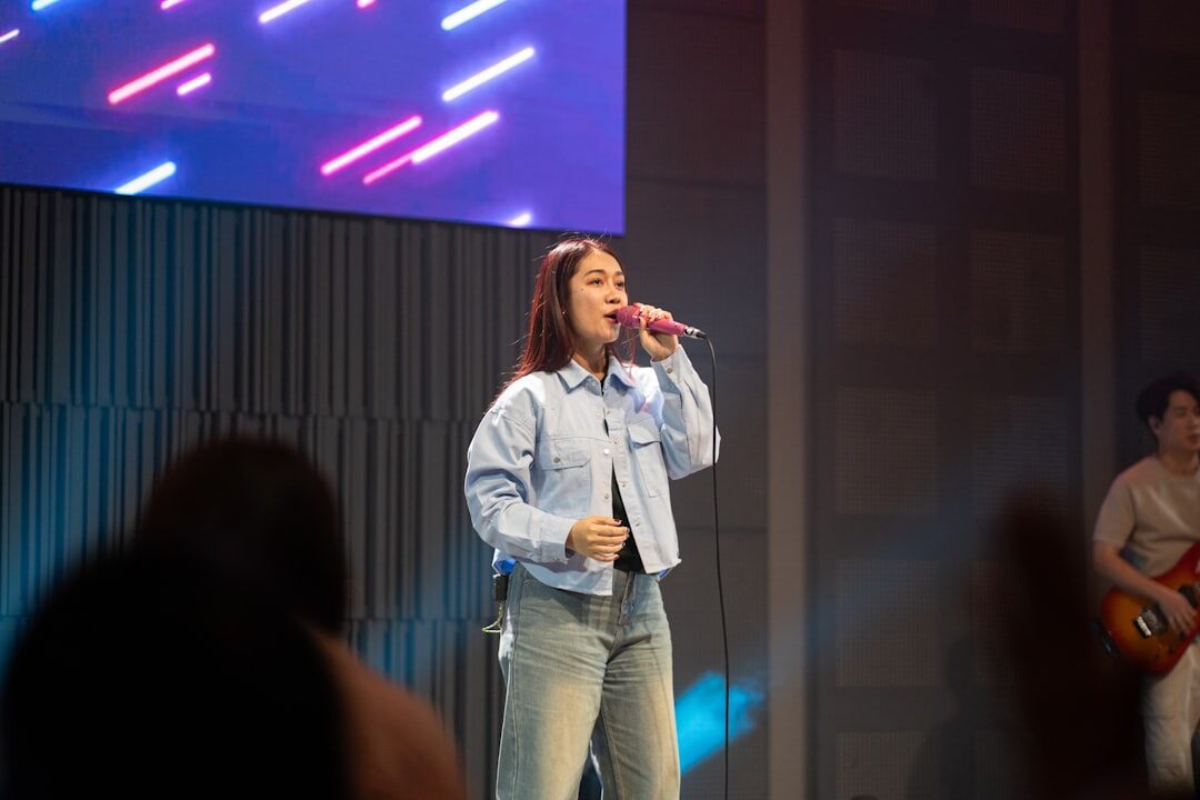 person speaking confidently on stage